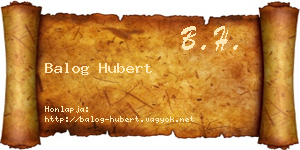 Balog Hubert névjegykártya